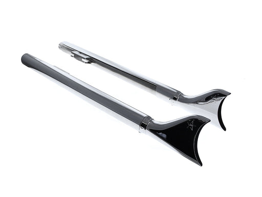 39in. Replacement SharkTail Muffer Set - Chrome. Only Fits Softail 1997-2017 Running Freedom SharkTail Exhaust Systems.