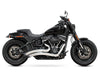 Sharp Curve Radius Exhaust - Chrome with Black End Caps. Fits Softail 2018up with Non-240 Rear Tyre