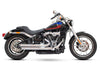 Independence Staggered Slash Exhaust - Chrome with Black End Caps. Fits Softail 2018up with Non-240 Rear Tyre