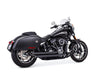 Independence Staggered Slash Exhaust - Black with Black End Caps. Fits Softail 2018up.