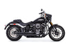 Independence Staggered Slash Exhaust - Black with Black End Caps. Fits Softail 2018up with Non-240 Rear Tyre