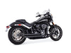 Independence Staggered Slash Exhaust - Black with Black End Caps. Fits Softail 2018up with Non-240 Rear Tyre