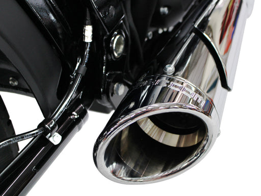 Combat Shorty 2-into-1 Exhaust - Chrome with Chrome End Cap. Fits Softail 2018up.