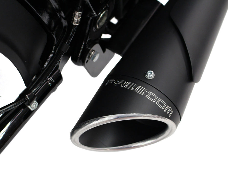 Combat Shorty 2-into-1 Exhaust - Black with Black End Cap. Fits Softail 2018up with Non-240 Rear Tyre