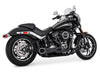 Combat Shorty 2-into-1 Exhaust - Black with Black End Cap. Fits Softail 2018up with Non-240 Rear Tyre