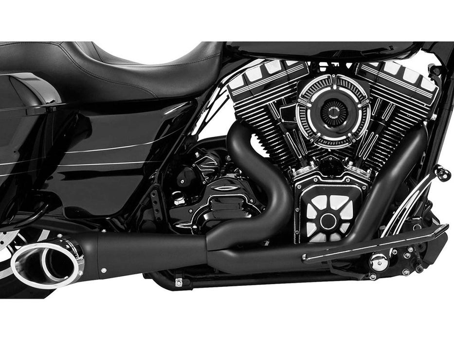 Turnout 2-into-1 Exhaust - Black with Black End Cap. Fits Touring 2017up.