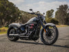 2-into-1 Two Step Exhaust - Black with Black End Cap. Fits Softail Breakout & Fatboy 2018up with 240 Tyre.