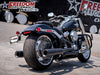 4.5in. Two-Step True Dual Exhaust - Black with Contrast Cut Black End Caps. Fits Softail Breakout & Fatboy 2018up with 240 Tyre.