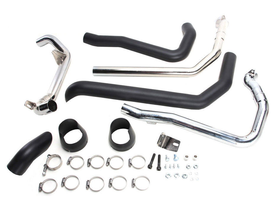 True Dual Headers - Black. Fits Indian Tourer 2014up.