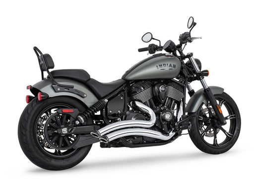 Sharp Curve Radius Exhaust - Chrome with Black End Caps. Fits Indian Cruiser 2022up