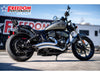 Sharp Curve Radius Exhaust - Chrome with Black End Caps. Fits Indian Cruiser 2022up