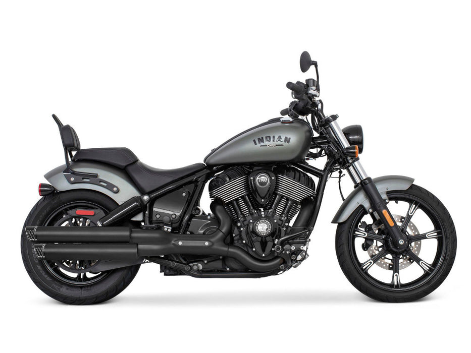 3.25in. Slip-On Mufflers - Black with Black Racing End Caps. Fits Indian Cruiser 2022up