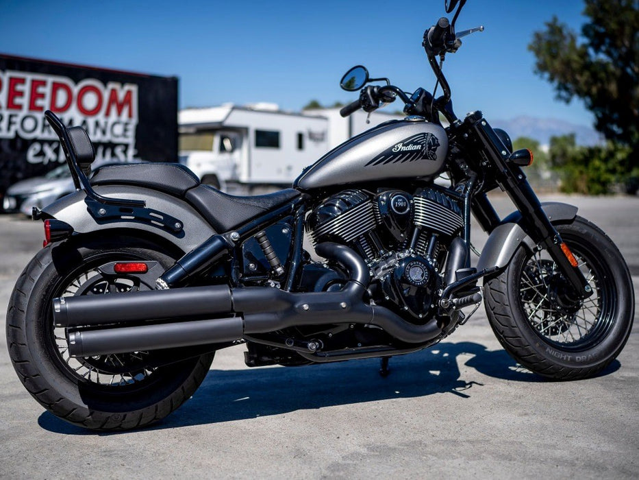 FREEDOM PERFORMANCE 3.25" Slip-On Mufflers - Black With Black Signature End Caps. Fits Indian Cruiser 2022up