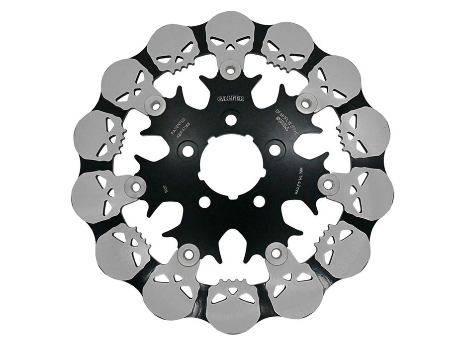 11.5in. Rear Skull Floating Round Disc Rotor. Fits Big Twin 2000up & Sportster 2000-2010.
