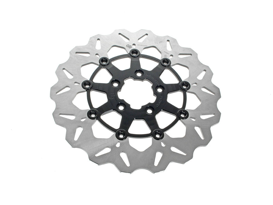 11.8in. Front Wave Floating Disc Rotor - Black. Fits Dyna 2006-2017, Softail 2015up, Sportster 2014-2021 & Some Touring 2008-2023