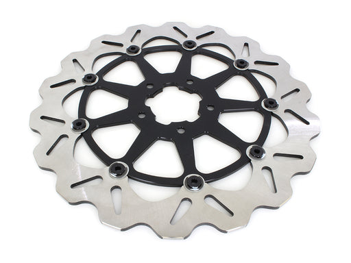 13in. Front Wave Floating Disc Rotor with Black Carrier. Fits most Big Twin 2000up when Using Special 6 Piston Caliper.