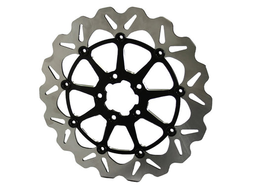 13in. Front Wave Floating Disc Rotor with Contrast Cut Carrier. Fits most Big Twin 2000up when Using Special 6 Piston Caliper.