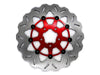 11.8in. Front Wave Floating Disc Rotor with Red Carrier. Fits Dyna 2006-2017, Softail 2015up, Sportster 2014-2021 & Some Touring 2008-2023