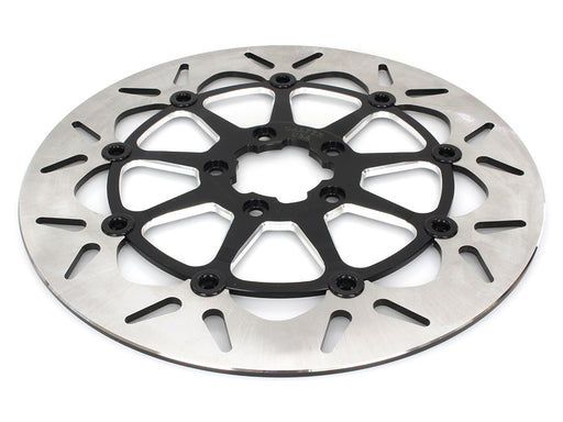 13in. Front Round Floating Disc Rotor with Contrast Cut Carrier. Fits most Big Twin 2000up when upgrading to 13in. x 6 Piston Caliper.