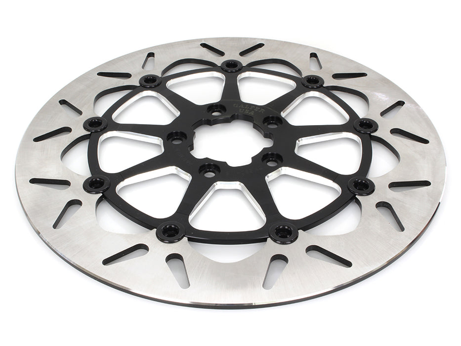 13in. Front Round Floating Disc Rotor with Contrast Cut Carrier. Fits most Big Twin 2000up when upgrading to 13in. x 6 Piston Caliper.