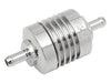Washable Mini Inline Fuel Filter. 1/4in. Hose x 1.5in. long. Billet Aluminium.