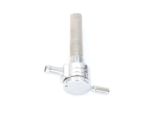 High-Flow Fuel Tap / Petcock with 3/8in. NPT Thread & 5/16in. Inward Facing Fuel Outlet - Chrome