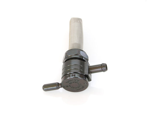 High-Flow Fuel Tap / Petcock with 22mm Thread & 5/16in. Inward Facing fuel Outlet - Black. Fits Softail 1984-2006, Dyna 1991-2006, FXR 1982-1994, Touring 1988-2006, Sportster 1975-2006 & 4Spd Big Twin 1975-1986