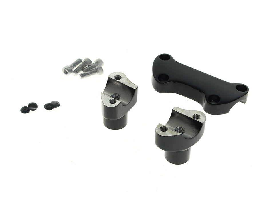 2in. Straight Risers with Top Clamp & Hardware - Black. Fits 1in. Handlebar