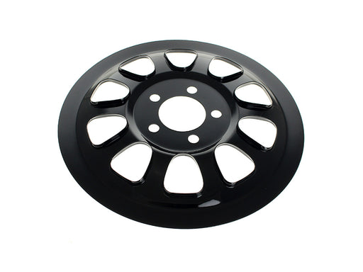 Rear Pulley Cover - Gloss Black. Fits Dyna 2006-2017 & Softail 2007up with 66 Teeth Rear Pulley