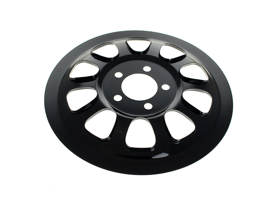 Rear Pulley Cover - Gloss Black. Fits Dyna 2006-2017 & Softail 2007up with 66 Teeth Rear Pulley