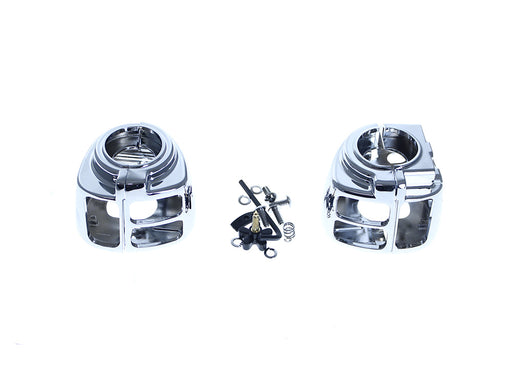 Switch Housing - Chrome. Fits Softail 1996-2010, Dyna 1996-2011, Road King 1996-2013, V-Rod 2002-2013 & Sportster 1996-2013