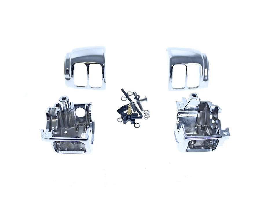 Switch Housing - Chrome. Fits Softail 1996-2010, Dyna 1996-2011, Road King 1996-2013, V-Rod 2002-2013 & Sportster 1996-2013