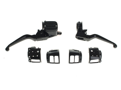Handlebar Control Kit - Black. Fits Big Twin 1996-2010 & Sportster 1996-2003 with Single Disc Front Brake