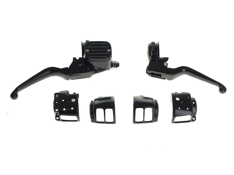 Handlebar Control Kit - Black. Fits Big Twin 1996-2010 & Sportster 1996-2003 with Single Disc Front Brake