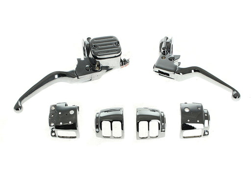 Handlebar Control Kit - Chrome. Fits Big Twin 1996-2010 & Sportster 1996-2003 with Single Disc Front Brake