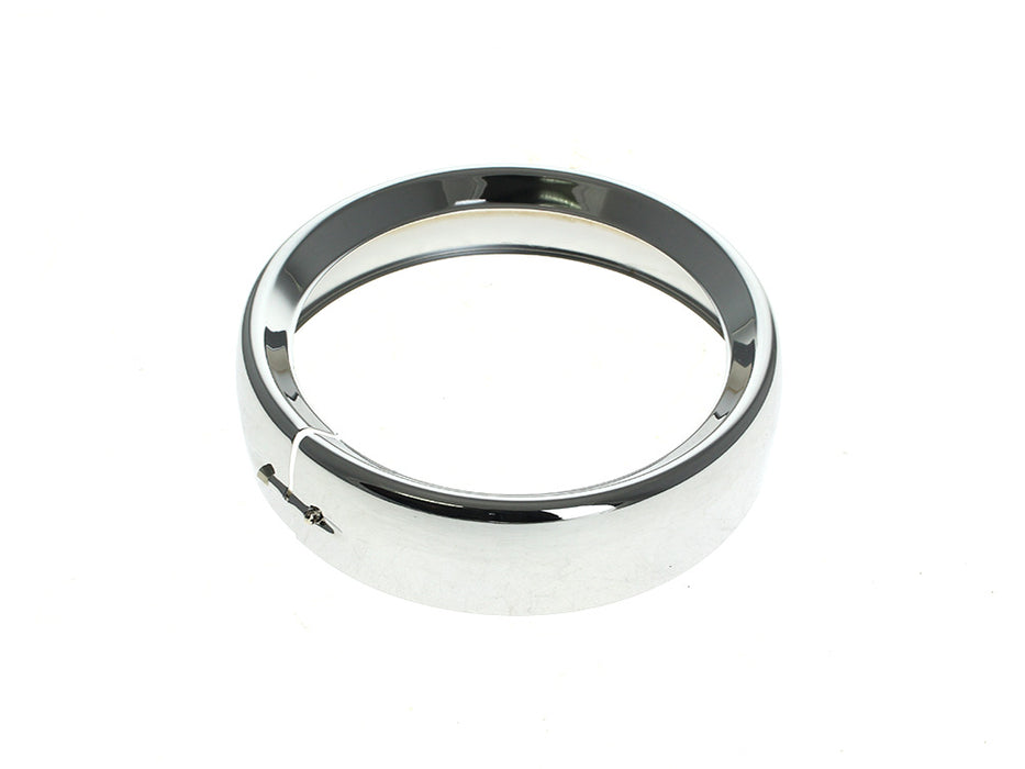 Frenched 7in. Headlight Trim Ring - Chrome. Fits FLH Touring 1983-2013, Road King 1994up, Dyna Switch Back 2012-2016 & FL Softail with Nacelle 1986-2017