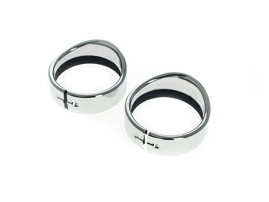 Peaked Visor Style 4-1/2in. Passing Lamp Trim Ring - Chrome. Fits Big Twin 1969up