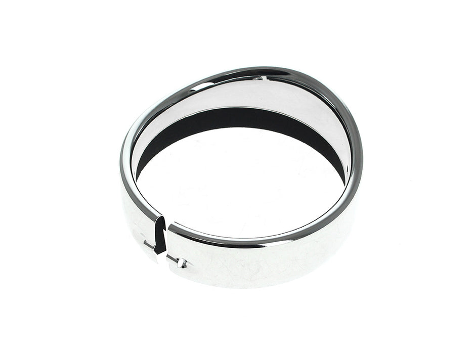 Peaked Visor Style 5-3/4in. Headlight Trim Ring - Chrome. Fits FX Softail 1994-2015, Dyna 1994-2017 & Most Sportster Models 2004-2021.