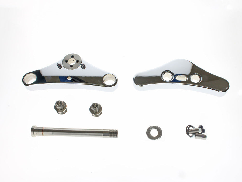 3 Degree Raked 39mm Wide Glide Conversion Triple Tree Kit - Chrome. Fits Sportster 2004-2013.