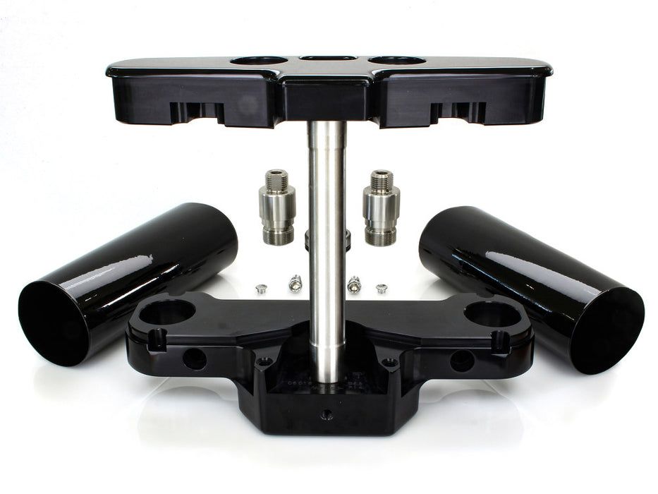 4 Degree Raked Triple Tree Kit - Black. Fits FL Softail 1986-2017 with Stock Diameter Front Wheel