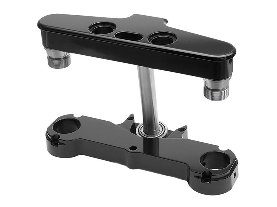 4 Degree Raked Triple Tree Kit - Black. Fits FL Softail 1986-2017 with 21in. or 23in. Wheel Upgrade.