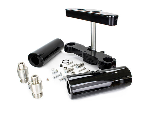 6 Degree Raked Triple Tree Kit - Black. Fits FL Softail 1986-2017 with Stock Diameter Wheel For Trike Conversion