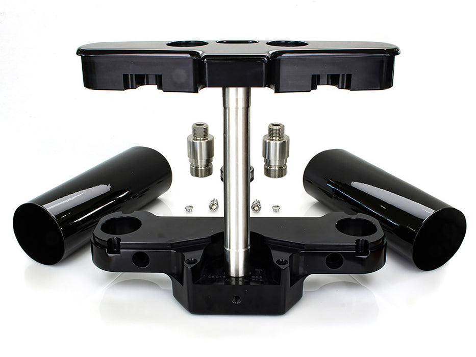 6 Degree Raked Triple Tree Kit - Black. Fits FL Softail 1986-2017 with Stock Diameter Wheel For Trike Conversion