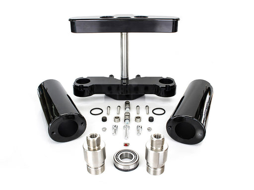 6 Degree Raked Triple Tree Kit - Black. Fits FL Softail 1986-2017 with Stock Diameter Wheel For Trike Conversion