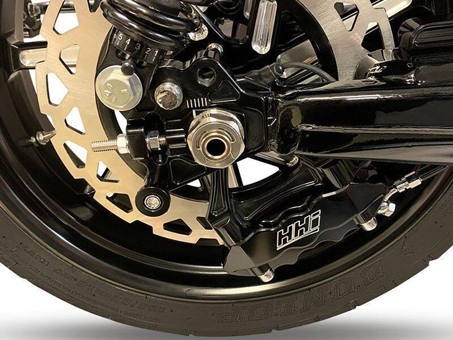 Dominator Rear Axle Adjuster Kit with Dual Shock Positions - Black. Fits Touring 2009up