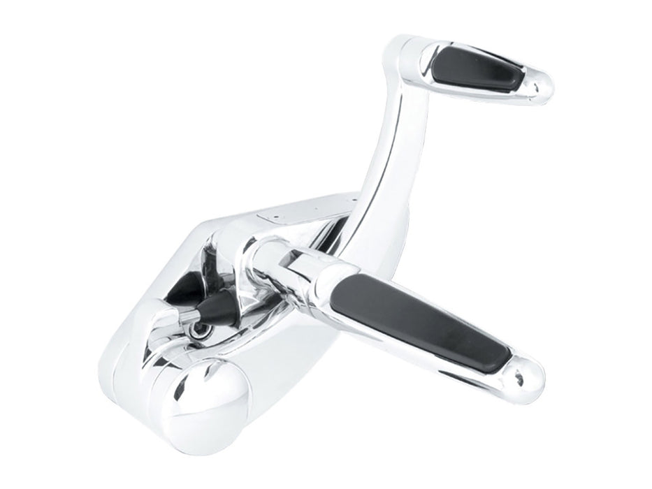 Extended Length Forward Controls with Folding Rubber Inlay Pegs - Chrome. Fits Dyna 1991-2017.