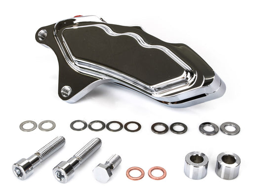 Left Hand Front 6 Piston Caliper - Chrome. Fits Softail 2015up, V-Rod 2006-2017 & Touring 2008up & Sportster 2014-2021
