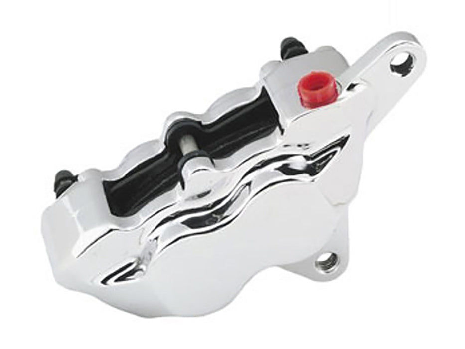 Right Hand Front or Rear 4 Piston Caliper - Chrome. Fits H-D 1984-1999.