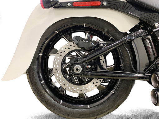 Right Hand Rear 4 Piston Caliper & Mounting Bracket - Black. Fits Softail 2018up
