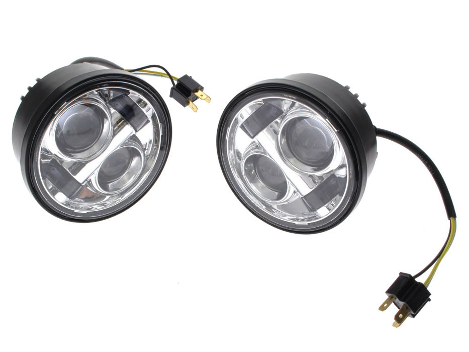 4-1/2in. LED HeadLight Inserts - Chrome. Fits Dyna Fat Bob 2008-2017 with Dual Headlight.
